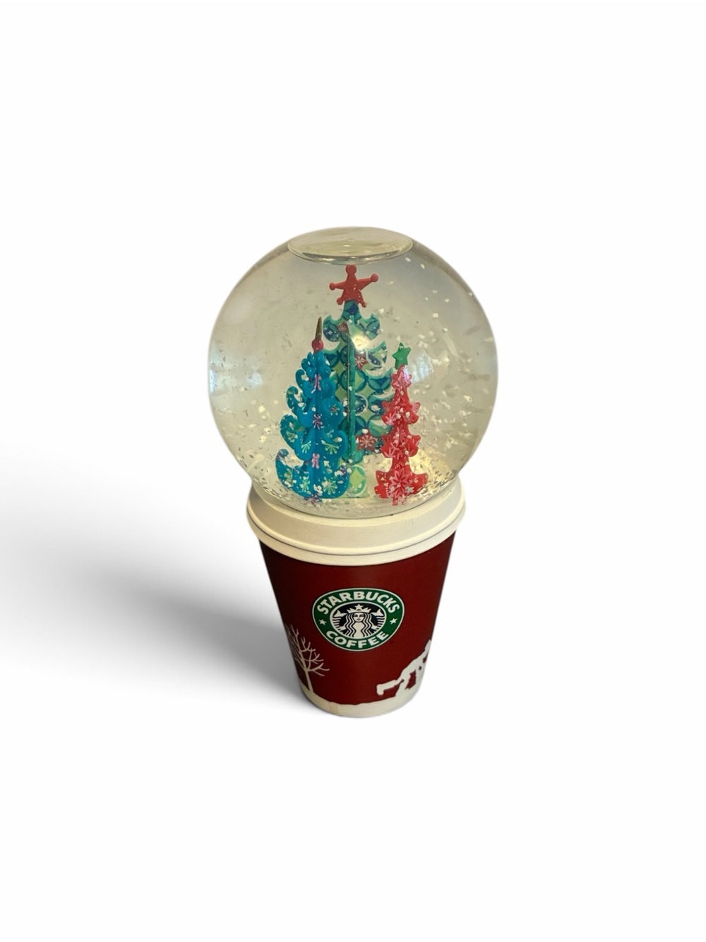 Starbucks Coffee Red Cup Christmas Trees Snow Globe Holiday Collectible Decor 06